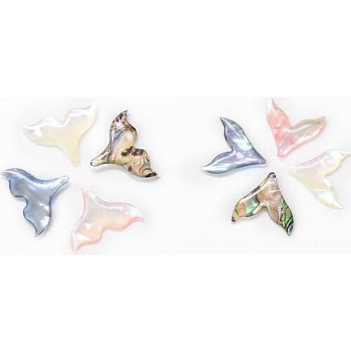 5PCS Natural Mother of Pearl Shell Fish Tail Charms Pendants Colorful Mermaid Shell DIY Jewelry Making Earring Fishtail Seashell