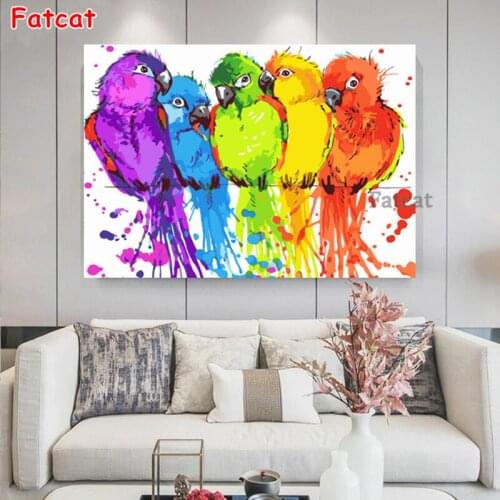 5D DIY Diamond Painting Full Diamond Square Animal Color Parrot Wall Art Diamond Painting Mosaic Embroidery Cross stitch PP985