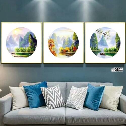 Abstract Oil Painting Print on Canvas 3pcs Modular Color Chinese Landscape Canvas Printing Painting Wall Art Picture Home Decor