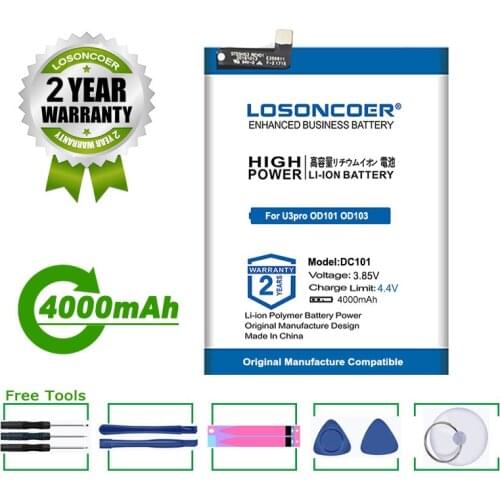 LOSONCOER Battery 4000mAh DC101 Battery For Smartisan U3pro OD101 OD103 OD105 OS103 OS105 Battery