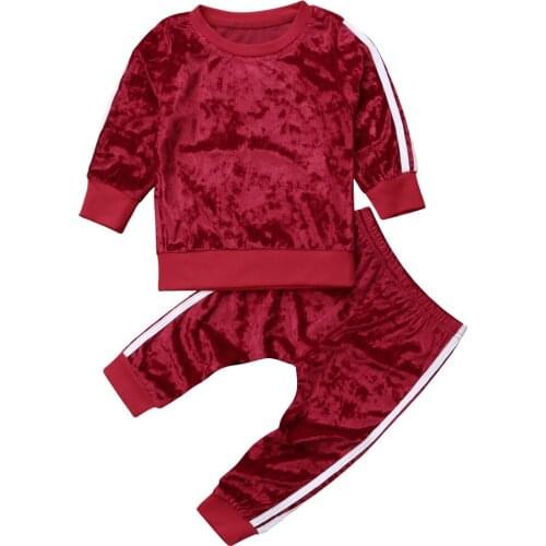 Velvet Sweatshirt+pants 2 piece set kids boys girls clothes 2019 toddler costume children outfits baby clothing tracksuit 1-6Y