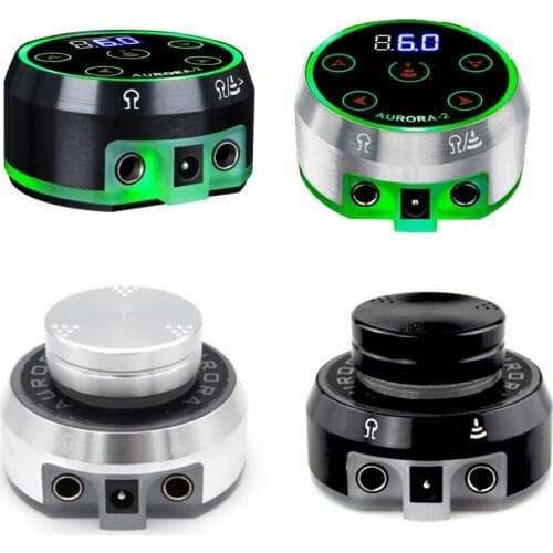 Professional Mini AURORA LCD Tattoo Power Supply With Adaptor for Coil & Rotary Tattoo Gun Machines