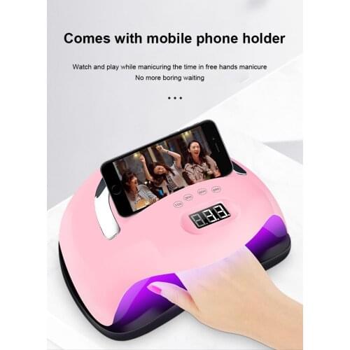 BLUEQUE 168W Portable Nail Lamp Used As Mobile Phone Holder UV Nail Dryers Led Phototherapy Machine Baking Lamp Nail Art Tools