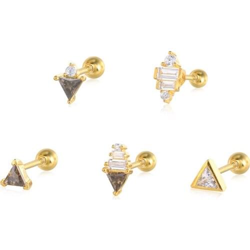 BOAKO 2021 Trend 925 Sterling Silver Stud Earring For Women Black Zircon Piercing Earings Jewelry Pendientes Plata 925 CZ Earing