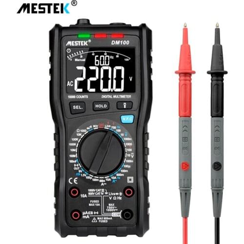 10000 counts true rms digital multimeter Non-contact AC voltage detection auto check diode or continuity ac voltage frequency