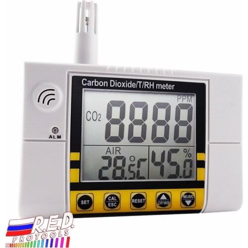 Digital Wall Mount Indoor Air Quality Temperature RH Carbon Dioxide CO2 Meter Sensor Detector 0~2000ppm Range