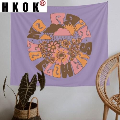 HKOK Flower Mandala Bohemian Tapestry Wall Hanging Covering Rugs Background Cloth Beach Mat Blanket Art Bedroom Living Home Deco