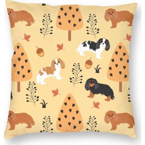Cavalier King Charles Spaniel In Autumn Cushion Cover 40x40cm Home Decorative Printing Cartoon Dog Throw Pillow for Car Two Side