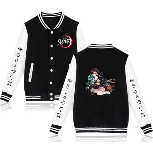 Demon Slayer 2019 Mens Fashion Baseball Jacket Trend Demon Slayer Mens New Print Fashion Round Neck Baseball Jacket