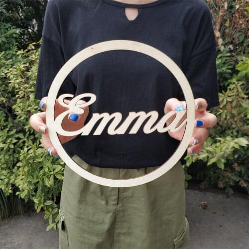 Wooden Laser Cut Unfinished Round Circle Family Script Word Sign Wood Signs Cursive Words Home Wedding Room Decoration Art