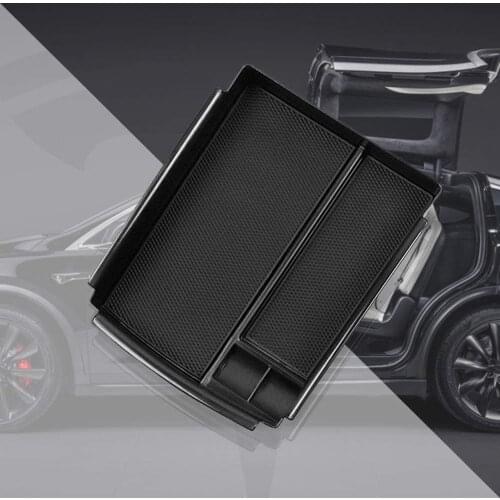 For Tesla Model X Model S Car Central Armrest Storage Box Center Console Flocking Organizer Containers Holder Pallet Accessories