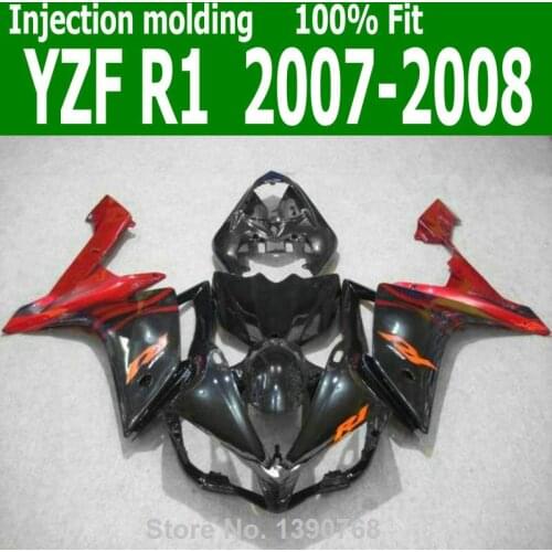 This Fairings For YAMAHA YZF R1 07 08 ( Red black ) 2007 2008 free customize Injection fairing kit CQ15