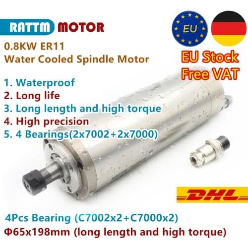 【EU Free Delivery】CNC Waterproof 0.8KW 800W 220V Water Cooled Spindle Motor ER11 400Hz 24000RPM Metal Engraving for CNC Router