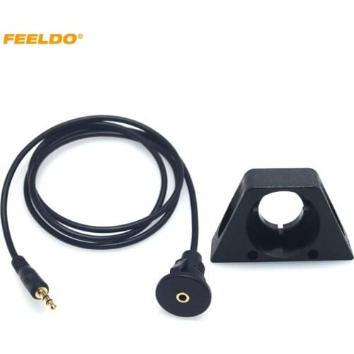FEELDO Car Motorcycle Boat 1 Meter AUX Mount Cable 3.5mm Male to Female Aux Extention Flush Dash Panel Mount Adapter Cable