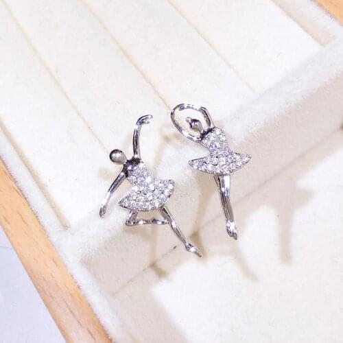 Glamorous Glitter Ballerina Earrings Ballet Girl Earplugs Exquisite Fairy Women Christmas Gifts Fashion Accessories