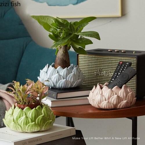 Lotus Ceramic Vases Porcelain Flower Arrangement Desk Decor Vase Tabletop Storage Ornaments Home Decoration Accessories Modern