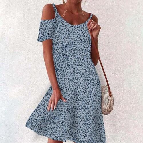 Summer Floral Print Short Sleeve Women Dress Casual Loose Mid Waist O-neck Elegant Streetwear Plus Size Off-shoulder Sexy Dress