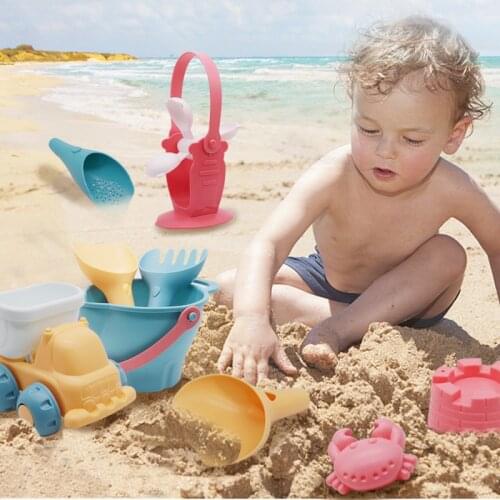 Summer Silicone Baby Beach Toys Kids Sand Bucket Set Children Sandbox Kit Children Summer Toy Play Water Game Toddler Beach Cart