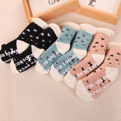 Anti Slip Newborn Cotton Winter Autumn Baby Girls Boys Kids Socks Infant Terry Warm Slippers Animals Star Children