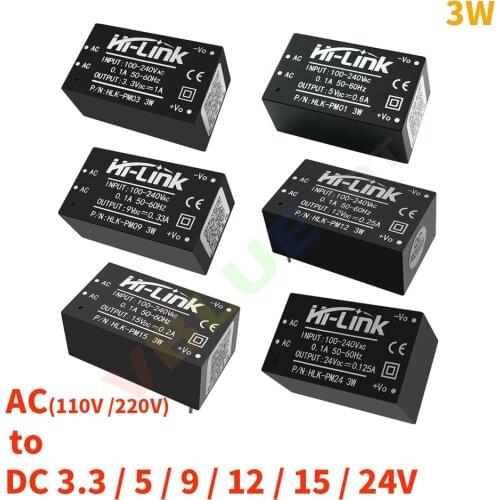 Mini Power Supply Module AC to DC 220V to 3.3V/5V/9V/12V/15V/24V Smart Home Switch Power HLK-PM01 HLK-PM03 HLK-PM12 Universal