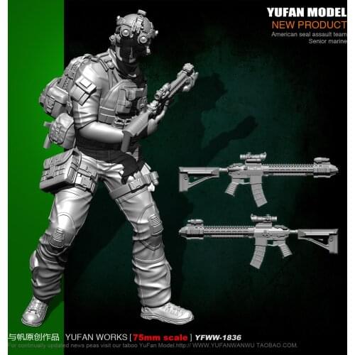 Yufan Model 1/24 Soldier Model 75mm Us Seals Ghost Face Resin Soldier Yfww-1836