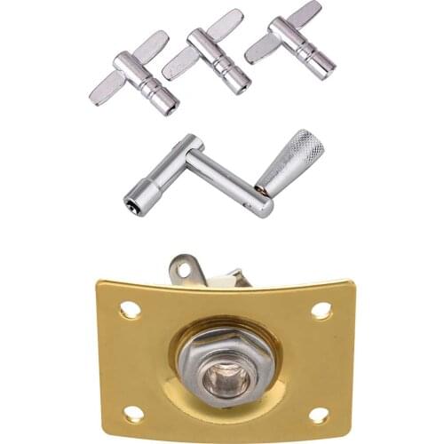 4 Pack Drum Tuning Key with Continuous Motion Speed Key Percussion & 1x Square Style Jack Plate Guitar Bass Jack