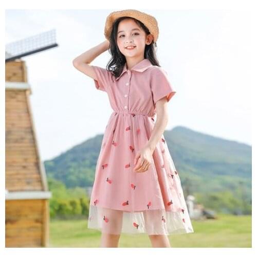 New 2021 Summer Children Casual Dress Girls Short Sleeve Fashion Clothes Party Dress Kids Girls Princess Dresses Vestidos W295