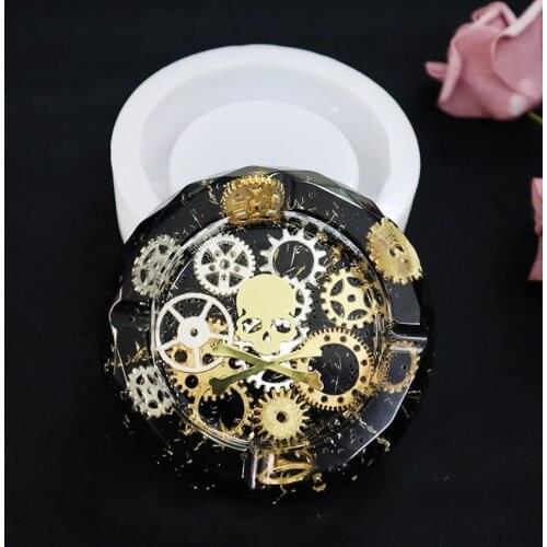 2021 New DIY Jewelry Epoxy Mirror Cake Mold Diamond Face Round Ashtray Silicone Mold Handmade Ornament Creative Production Molds