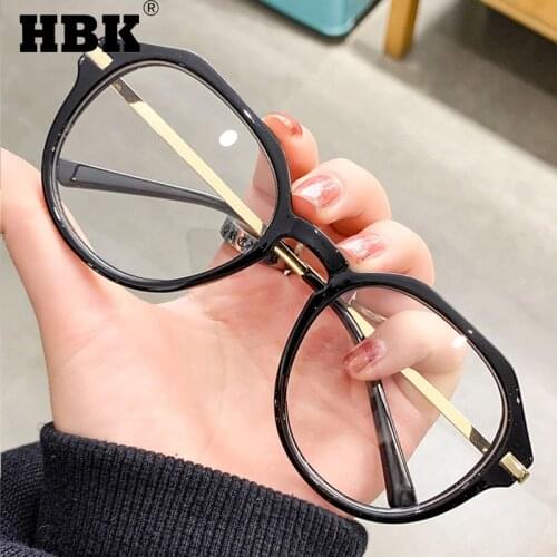 HBK New Square Anti Blue Light Polygon Glasses Women Men Oversized Gold Brand Design Computer Reading Eye Glasses Ladies UV400
