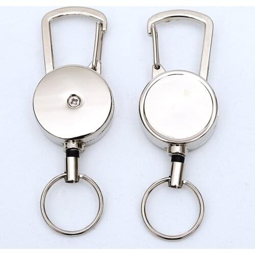 Outdoor Tactical EDC Retractable Chain Key Ring Holder Steel Rope Burglar Keychain Anti-theft Keychain Telescopic Wire Rope