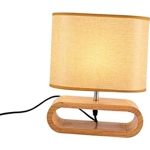Bedside Table Lamp Linen Shade Night Light Living Room Hotel Decor US Plug