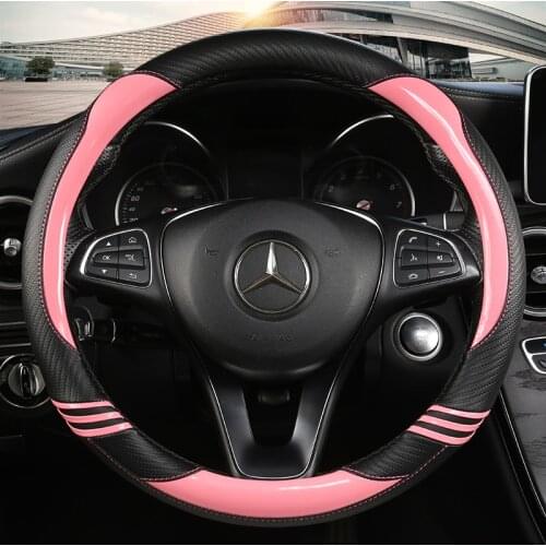 Anti Slip Car Carbon Fiber Steering Wheel Cover for Mercedes Ben AMG 38cm Models A C CLA E GLA GLC GLE S B CLS Class Accessories