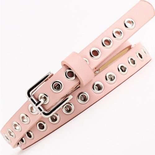 Womens Studded Pin Buckle Thin Belt 1.4cm casual fashion wild jeans dress waistband p67