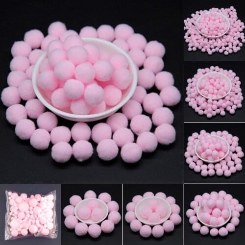 Pink Pompom 8mm 10mm 15mm 20mm 30mm Round Pom Poms Fur Balls DIY Toys Crafts Pompon for Kids Wedding Home Decorations 20g/30g