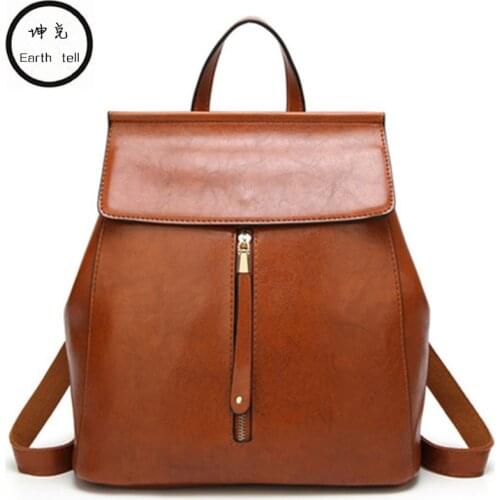 New arrival Fashion backpack girl school bags unisex backpack student bag woman Oil wax PU leather travel Leisure backpacks