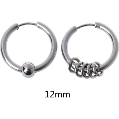 8mm-20mm Titanium Steel Circle Hoop Earring Cartilage Helix Piercing Earrings R7RF