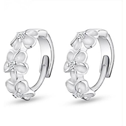 Top Quality 925 Sterling Silver Earrings For Women Jewelry Fashion Zircon Flower Hoop Earrings Girls Princess Accessories Charm