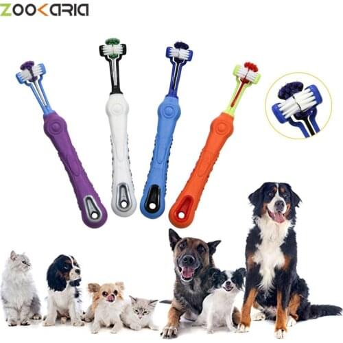 3Sided Pet Dog Toothbrush Multi-angle Cleaning Tooth Bad Breath Tartar Teeth Care Tool Brush for Dog Cat Protection Health Tools