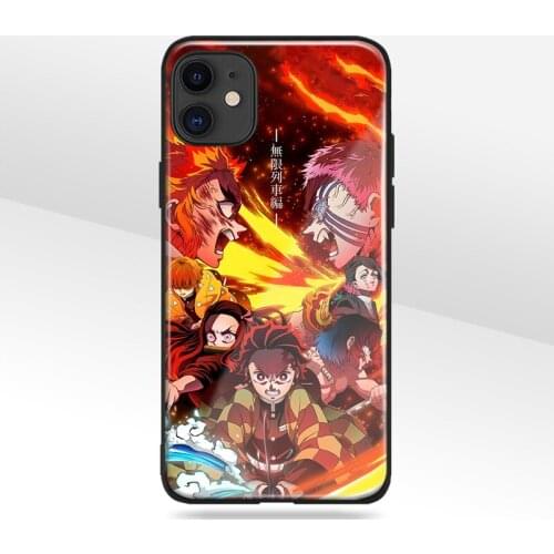 Kimetsu no Yaiba the Movie Infinity Train Glass Silicon Phone Case FOR iPhone SE X XR XS 11 12 Mini Pro Max Sumsung Cover Shell