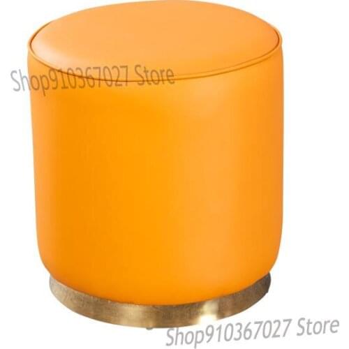 Light Luxury Leather Small Round Stool Sofa Stool Living Room Coffee Table Stool Sitting Pier Dressing Stool Shoe Changing Stool