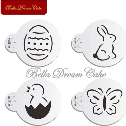 3.15” Easter Eggs Bunny Macaron Cookies Stencil Coffee Stencils Template Plastic Cake Mould Cake Decorating Tool Bakeware