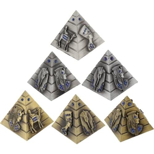 Vintage Metal Egyptian Pyramids Building Model Pyramid Statues Home Desktop Decoration Office Cafe Ornaments Travelling Souvenir