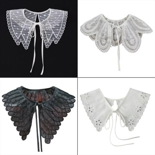 Embroidery Fake Collar Delicate Brim False Collars Detachable Collar Tether Closure Trendy Summer Dress Adornment