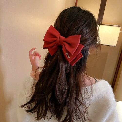 Fashion Ribbon Bow Hairpins for Women Girls Top Hair Clip Luxury Jewelry Headpiece Barrette Headwear Korean Hair Accessories