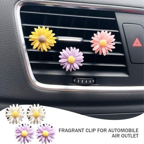 2 Pcs Colour Small Daisy Car Perfume Clip Lady Air-conditioner Decoration Perfume Flower Car-styling Car Air Freshener Decors