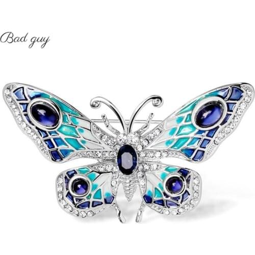Bad Guy Multicolor Gems Brooch Pin Enamel Butterfly Brooches For Women Vitage Metal Flower Weddings Party Office Brooch Pin Gift