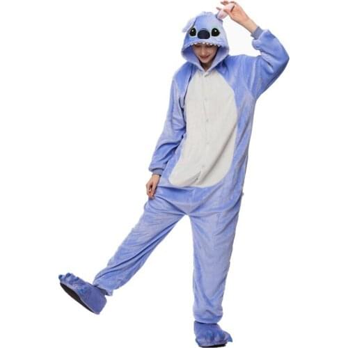 Blue Pink Stitch Onesie Pajamas Kigurumi Animal Cosplay Costume Halloween Family Pijamas Women