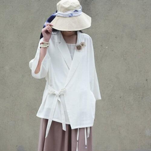 FairyNatural Autumn Summer Lace Up Loose Shirts 2021 New Comfortable Nine Quarter Sleeve Women Casual Blouse Tops Solid Color