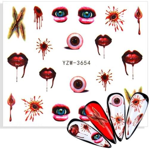 1 Sheet Halloween Nail Stickers Joker Witch Skull Gothic Design Water Transfer Nail Art Sticker Decals Manicure Tattoo Wraps