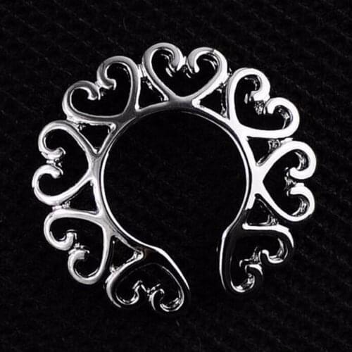 1pcs Fashion Non- Piercing Body Jewelry Jeweled Heart Shape Stainless Steel Nipple Ring Shield Piercing